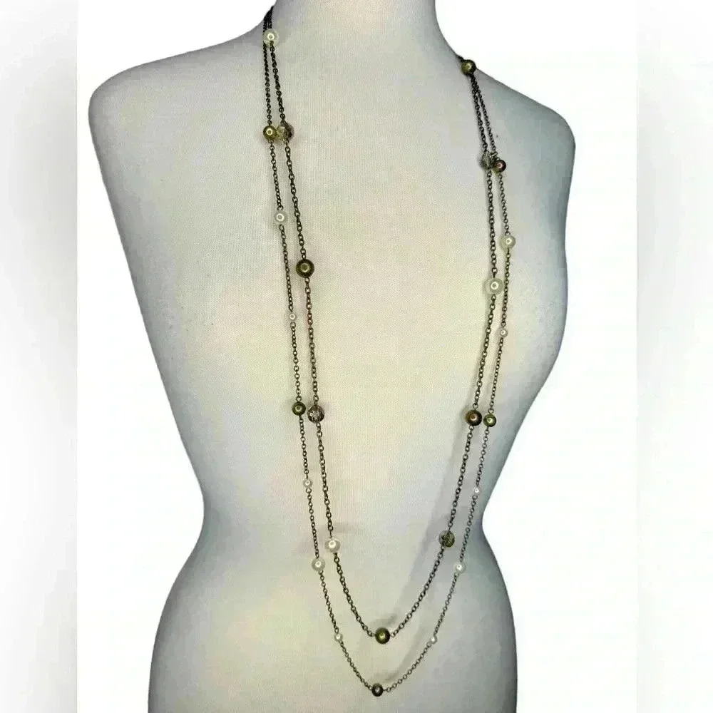 Long beaded sweater necklace women’s multi layered jewelry